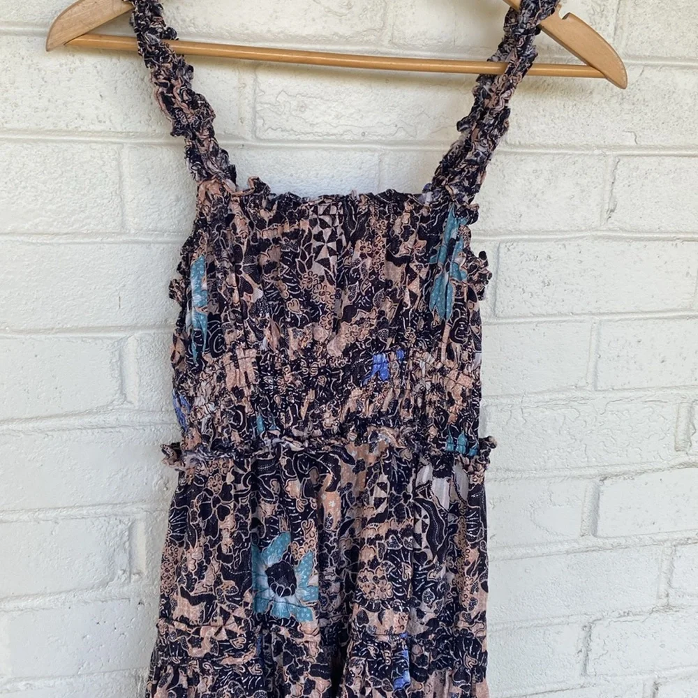 Ulla Johnson Annisa Midi Floral Tiered Dress in Faded Coral 2 - Picture 3 of 8
